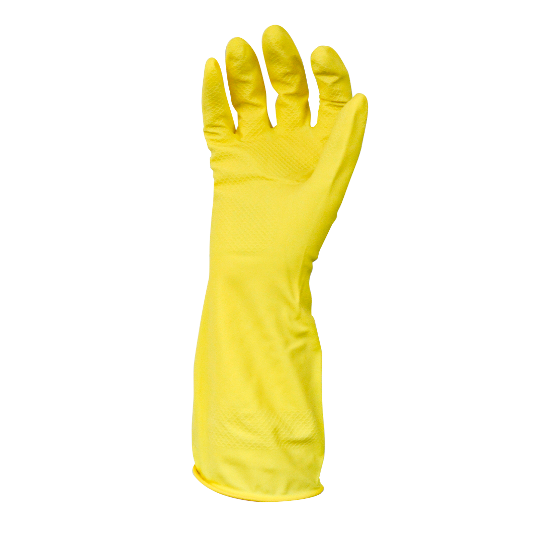 Guante Látex 18 mil Largo 13" Forro Flocado de Algodón para Uso Doméstico DermaCare (Par) Amarillo 56-133 # 7 - 2